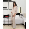 Ensemble En Crepe Chemise à Manches 3/4 larges , Pantalon large à Poches devant