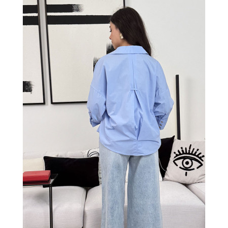 Chemise oversize boutonnée en popeline à Manches larges repliées