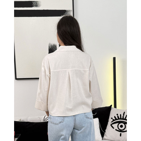 Chemise en lin avec fausses poches poitrines