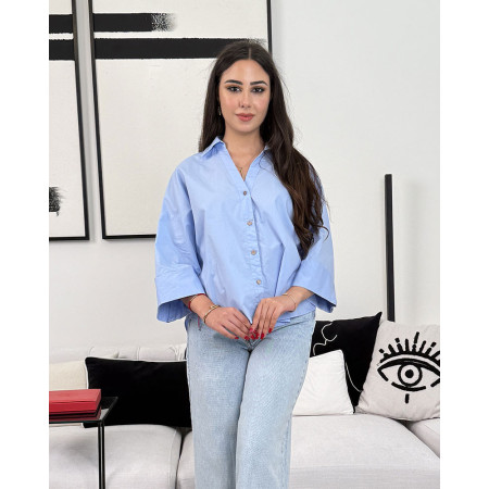 Chemise oversize boutonnée en popeline à Manches larges repliées